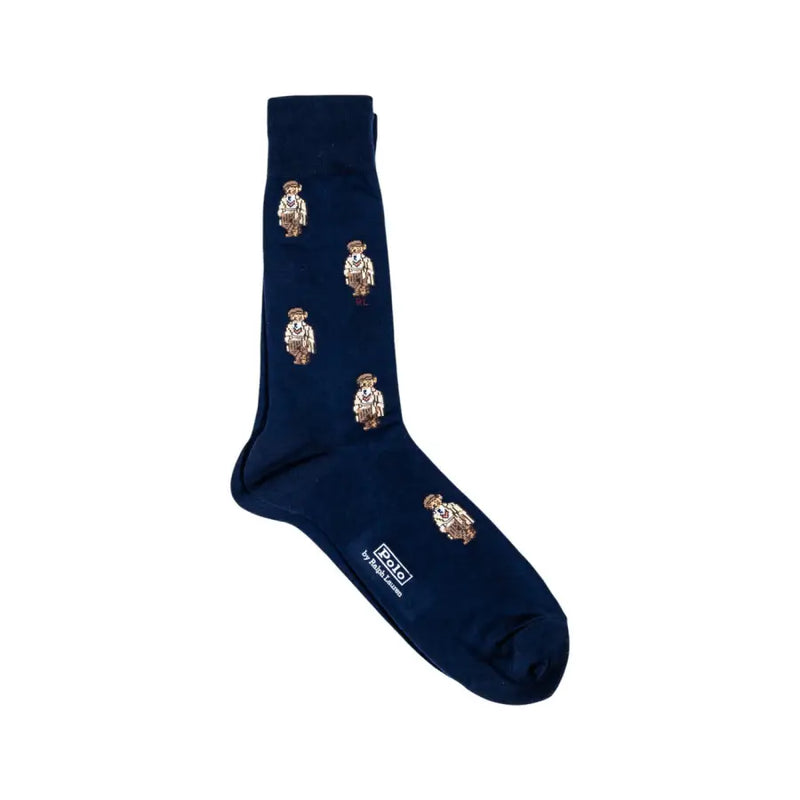 Navy blue Ralph Lauren men’s underwear sock with embroidered teddy bears for fall winter