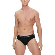 Black men’s briefs with a white waistband from Ralph Lauren Men Grey Cotton Elastane Underwear