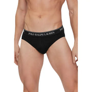 Black men’s briefs with white logo waistband from Ralph Lauren Men Grey Cotton Elastane Underwear