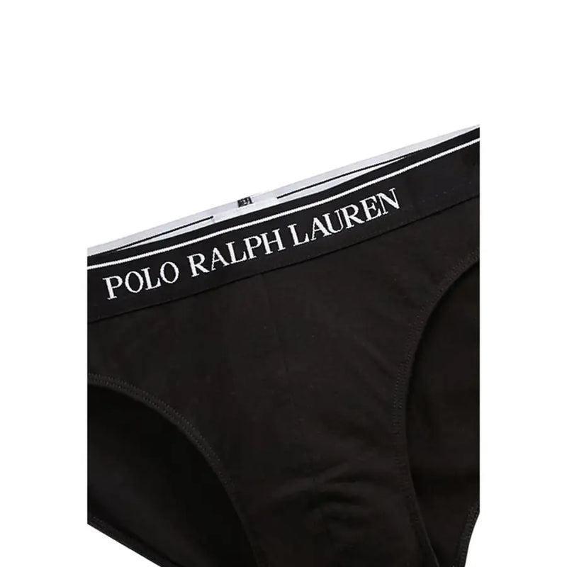 Black cotton elastane men’s briefs with white waistband from Ralph Lauren Mens Underwear