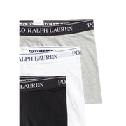 Three-pack of Ralph Lauren men’s boxer briefs in black white and grey cotton underwear