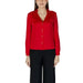 Red long-sleeved button-up blouse with collar from Morgan De Toi women’s collection