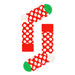 Red polka dot socks featured in Holiday Socks in Gingerbread House Box