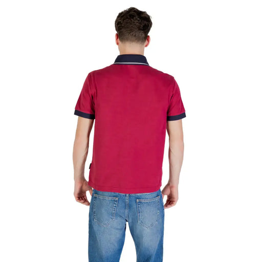 Red polo shirt with blue trim from Assorted Polo Shirts in Burgundy Red and Maroon collection
