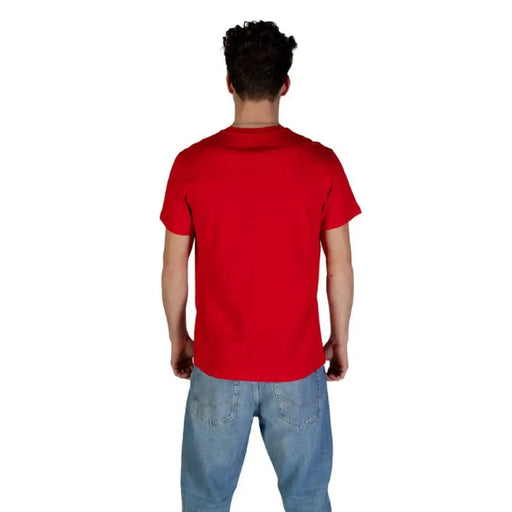 Tommy Hilfiger Men’s Red Printed Cotton Underwear with Red T-shirt and Blue Jeans