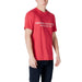 Red Armani Exchange Men’s Print Slip On T-Shirt featuring white lettering design