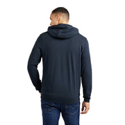 Sweat-shirt à capuche zippé bleu marine Refrigiwear pour homme, en coton, avec poignets et ourlet côtelés (vue de dos).