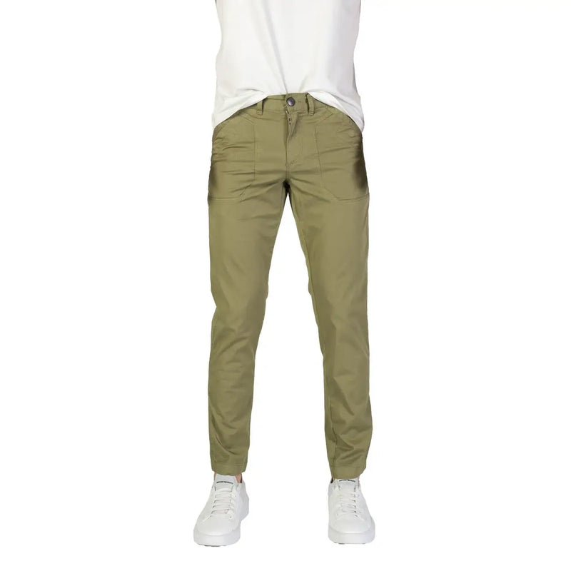 Pantalon Refrigiwear pour homme en coton stretch vert kaki, coupe slim, léger brillant et deux poches avant