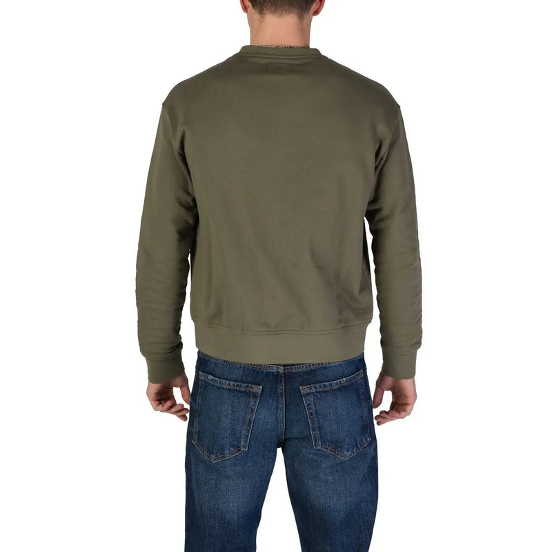 Sweat-shirt Refrigiwear vert olive pour homme, en coton, à col rond, avec poignets et ourlet côtelés pour un style décontracté.