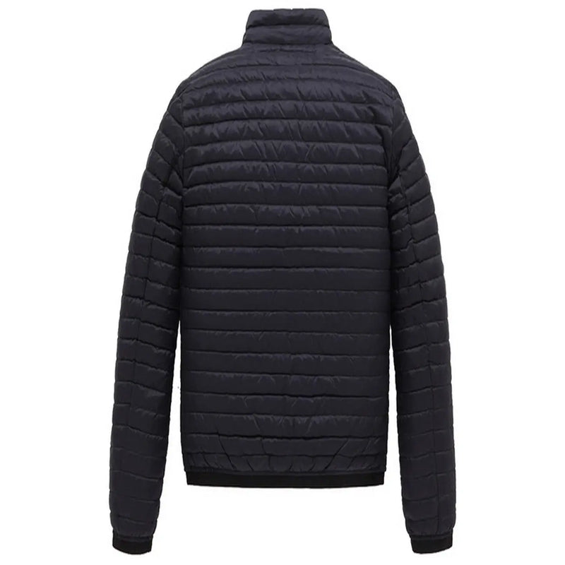 Doudoune matelassée noire à col montant et surpiqûres horizontales, modèle Refrigiwear pour homme, bleu, fermeture éclair intégrale, col roulé, référence b44584