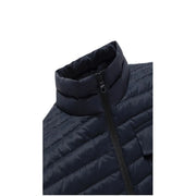 Veste homme Refrigiwear bleue à col roulé zippé, avec gilet matelassé bleu marine foncé à col montant et fermeture éclair noire