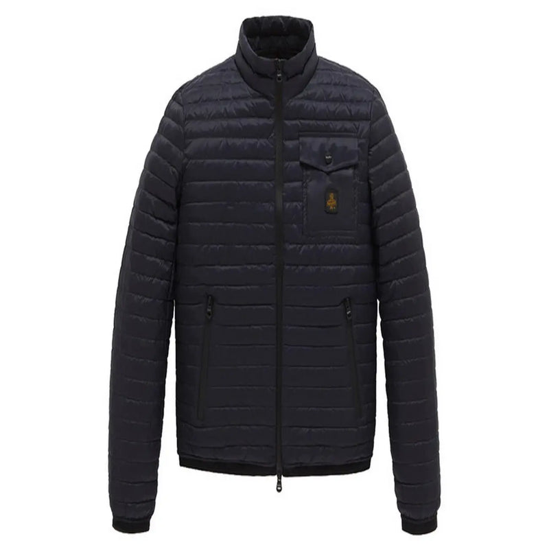 Doudoune matelassée noire à col montant, fermeture éclair sur le devant et poches latérales, de la marque Refrigiwear Men Jacket Blue B44584