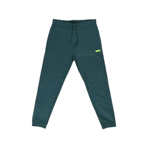 Pantalon de jogging Refrigiwear pour homme en coton vert avec un logo rectangulaire jaune fluo, idéal pour l'automne et l'hiver.