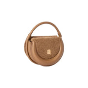 Camel-colored Replay Brown Women Handbag with curved top handle and textured flap closure