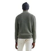 Pull en coton Replay pour homme, vert olive, à rayures verticales côtelées, vue de face
