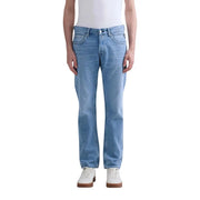 Jean Grover de Replay pour homme, en denim clair délavé, coupe droite et cinq poches, vue de face