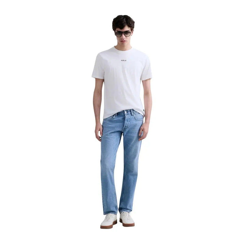 Jean Replay en coton blanc t-shirt Grover pour homme avec petit logo noir sur la poitrine, vue de face