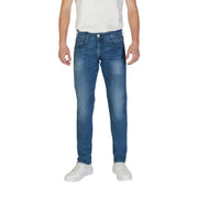 Jean Replay M914 pour homme en denim bleu, coupe slim et coutures classiques, vue de face