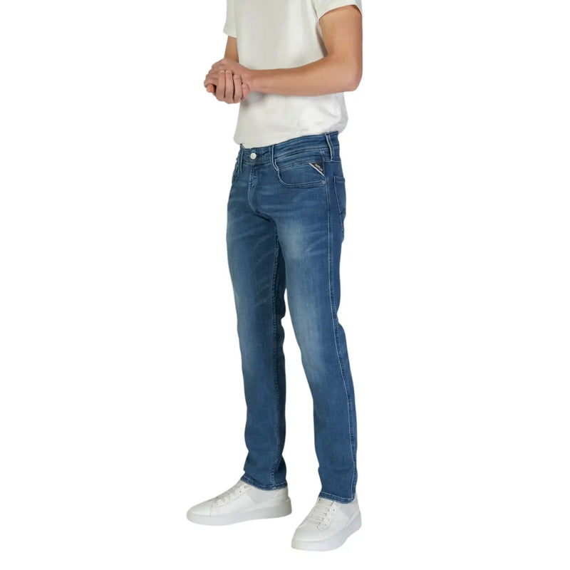 Jean Replay Jeans M914 pour homme, bleu délavé moyen, coupe slim et délavage subtil, vue de face