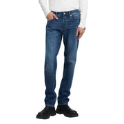 Jean Replay MA972 pour homme en denim bleu foncé, coupe droite et délavage subtil sur le devant