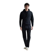 Sweat-shirt à capuche noir pour homme Replay en coton molletonné, avec un tissu légèrement texturé et des cordons de serrage assortis.