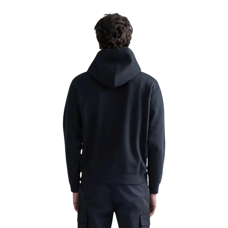 Sweat-shirt à capuche en molleton de coton noir pour homme Replay, coupe décontractée et poignets côtelés, vu de dos
