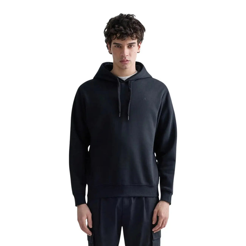 Sweat-shirt à capuche noir pour homme Replay en coton molletonné avec logo discret sur la poitrine et cordons de serrage assortis