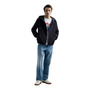 Blazer Replay pour homme, noir, à capuche, en polyester, coupe classique, avec un logo rouge discret sur le côté gauche de la poitrine.