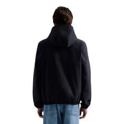 Replay men blazer black hooded polyester jacket with sleek minimalist design and elasticated cuffs shown from the back side