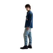 Blazer en denim pour homme Replay, en coton bleu foncé, orné d'écussons sur la poitrine et la manche pour un style classique.