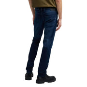 Jean homme Replay bleu à fermeture éclair et boutons, coupe slim, denim indigo foncé avec délavage subtil sur les cuisses