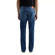 Jean Replay pour homme, coupe droite, en denim stretch bleu foncé avec un délavage subtil aux cuisses.
