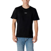 Replay hommes t-shirt en coton noir avec un logo blanc discret sur la poitrine pour une tenue décontractée