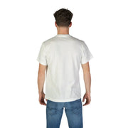 Replay hommes t-shirt avec un modèle à col rond en coton blanc, idéal pour les tenues décontractées