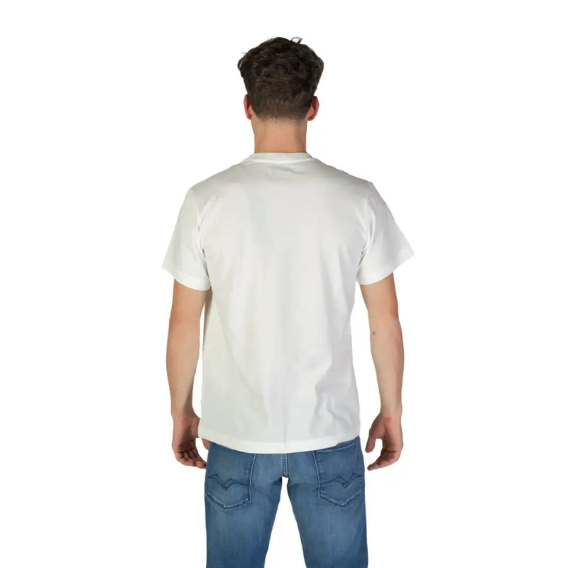 Replay hommes t-shirt avec un modèle à col rond en coton blanc, idéal pour les tenues décontractées