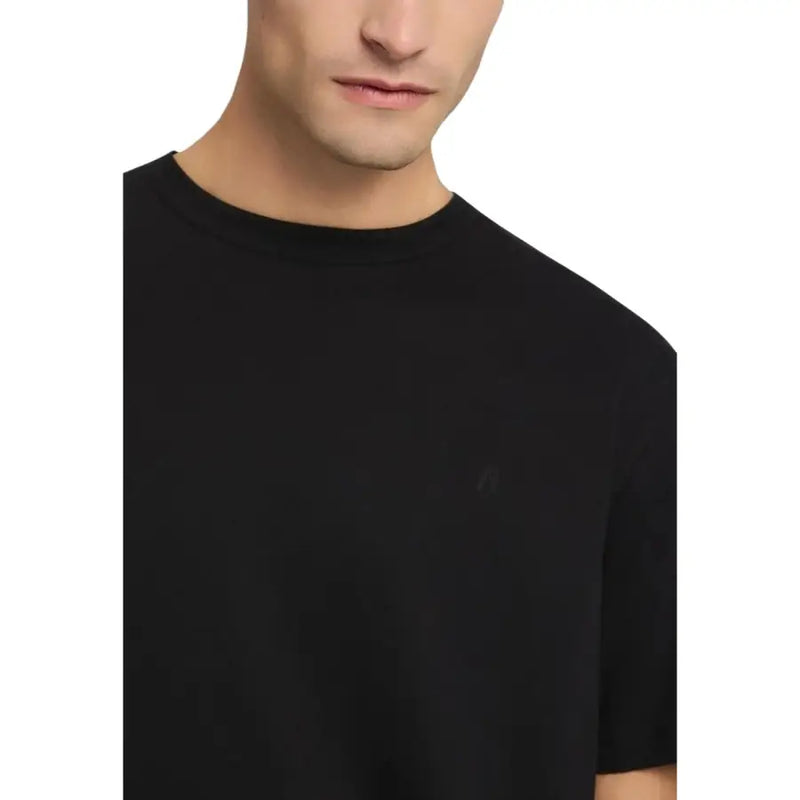 Replay hommes t-shirt T-shirt noir à manches courtes et col rond avec logo brodé discret sur la poitrine gauche, en coton.