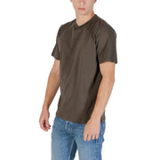 Replay homme vert olive coton t-shirt avec un col rond classique et des manches courtes pour une tenue décontractée