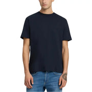 Replay hommes t-shirt bleu marine, col rond, manches courtes, en coton, style décontracté, vue de face