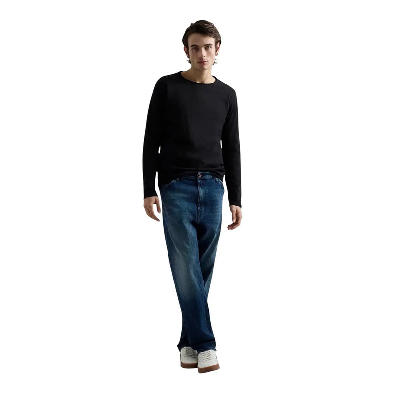 T-shirt à manches longues en coton noir pour homme Replay, col rond et coupe confortable