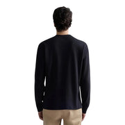 Pull à manches longues et col rond en coton gaufré noir pour homme Replay, orné d'un motif tricoté texturé.