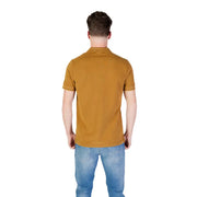 Replay men’s mustard-yellow short sleeve polo shirt with classic collar and ribbed cuffs made of soft cotton