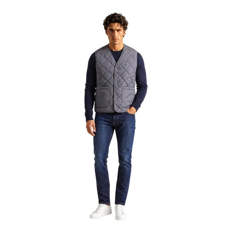 Gilet matelassé Replay pour homme, gris, à motif losanges et deux poches avant, vue de face