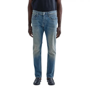 Jean slim Replay Anbass pour homme en denim clair, coupe droite et délavage subtil aux cuisses, vue de face