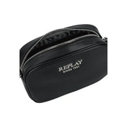 Black leather Replay crossbody bag with silver zippers for women FW3778000