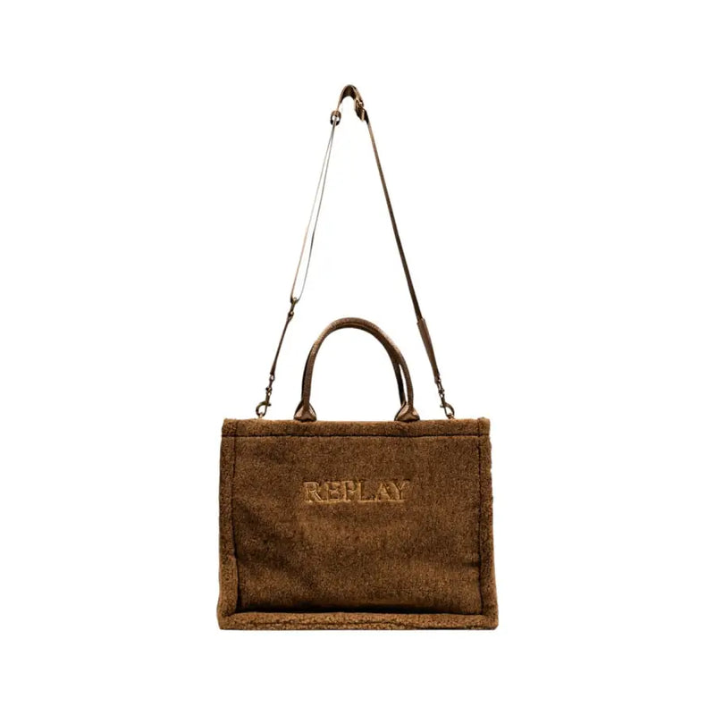 Brown terry cloth tote bag with shoulder strap from Replay Women Fall Winter collection