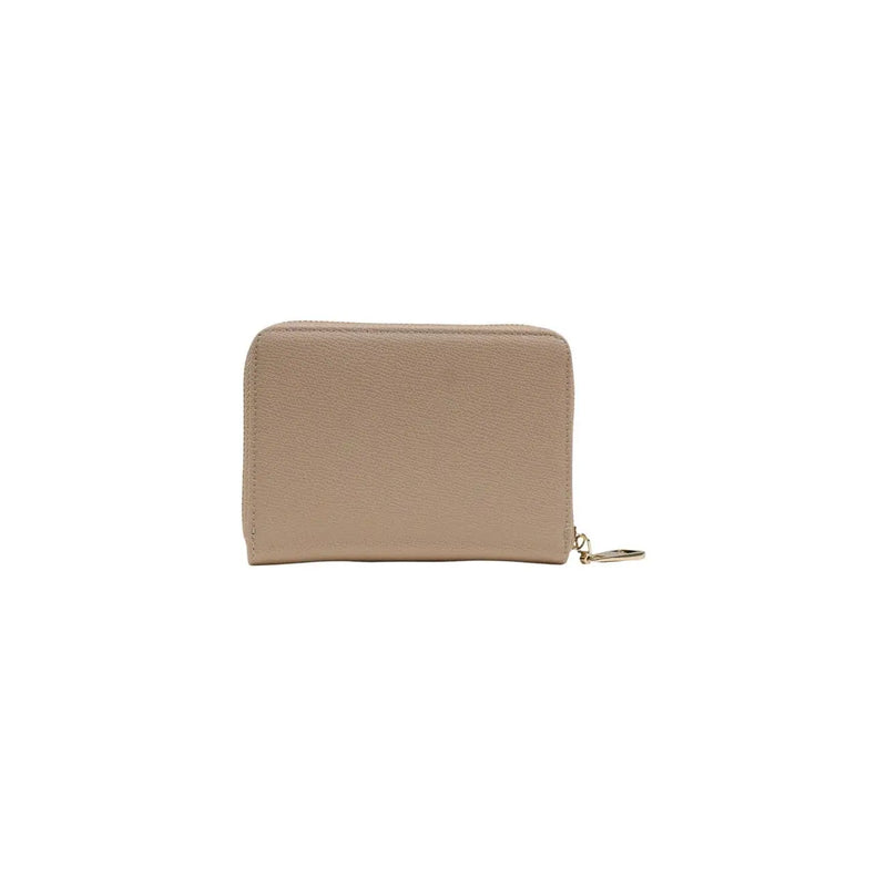 Portefeuille zippé pour femme Replay en cuir texturé beige avec tirette dorée et poches intérieures 15 x 11 x 2,5 cm