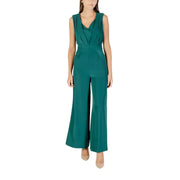 Rinascimento Combinaison pantalon vert émeraude sans manches à col en V et jambes larges