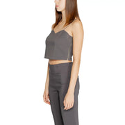 Rinascimento femmes tank top Débardeur court gris à fines bretelles et fermeture éclair latérale dorée discrète