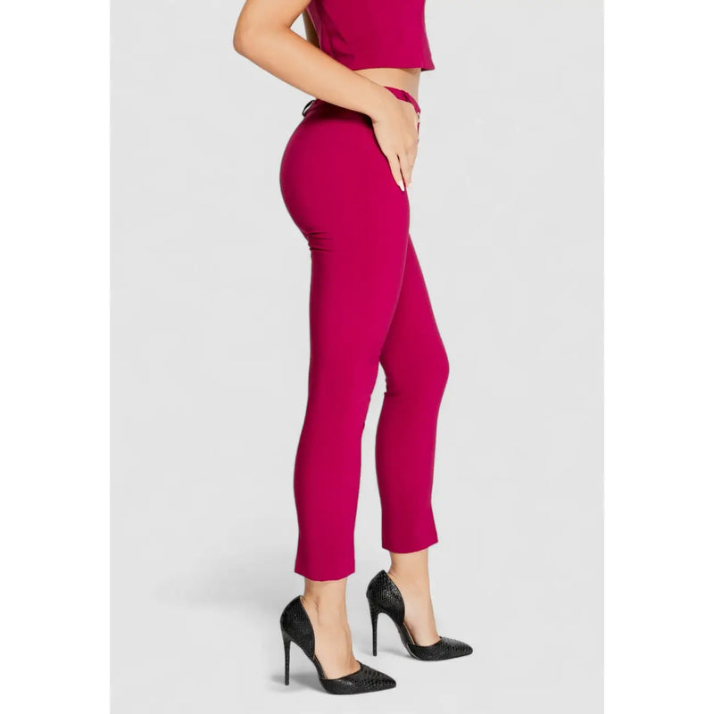 Rinascimento Pantalon femme en polyester bordeaux avec fermeture éclair élégante et coupe courte ajustée