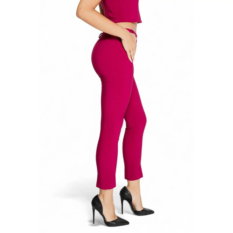 Rinascimento Pantalon court fuchsia taille haute en polyester avec fermeture éclair bordeaux et coupe ajustée élégante